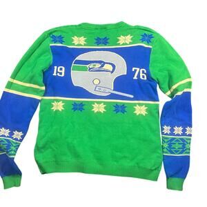 Seattle Seahawks Ugly Christmas Sweater Size M NFL Team Apparel Green Blue